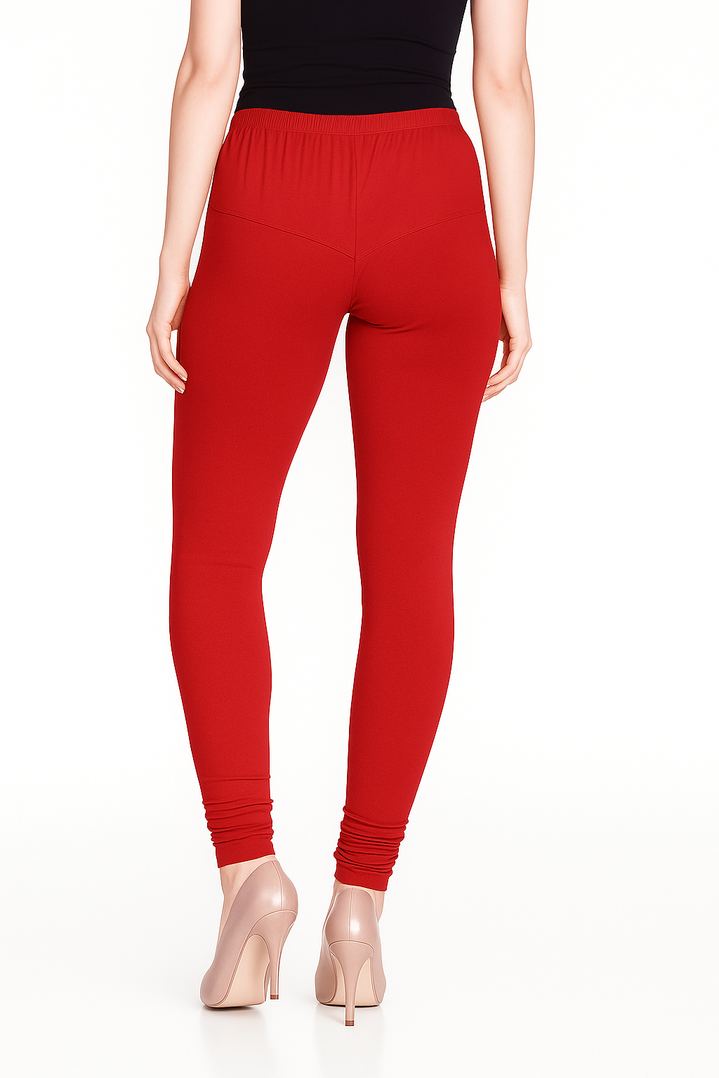 Red Women's Solid Churidar Stretchable Cotton Blend Legging