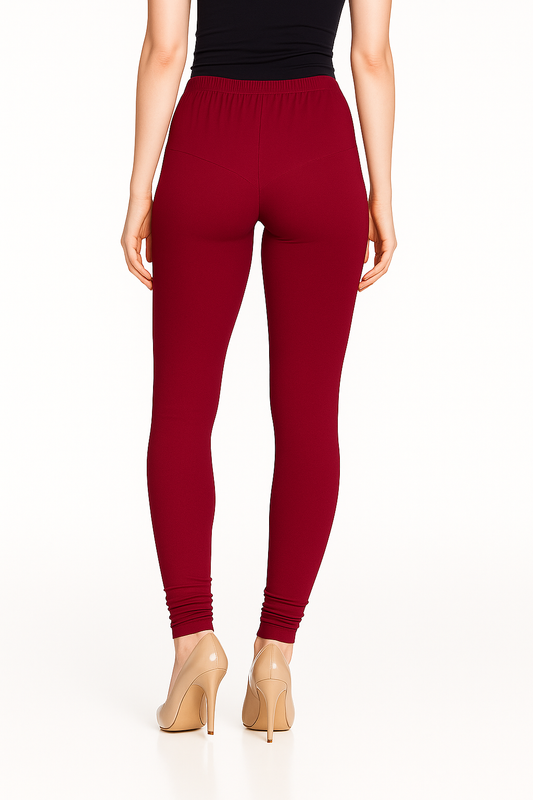Bubblegum Pink Women's Solid Churidar Stretchable Cotton Blend Legging