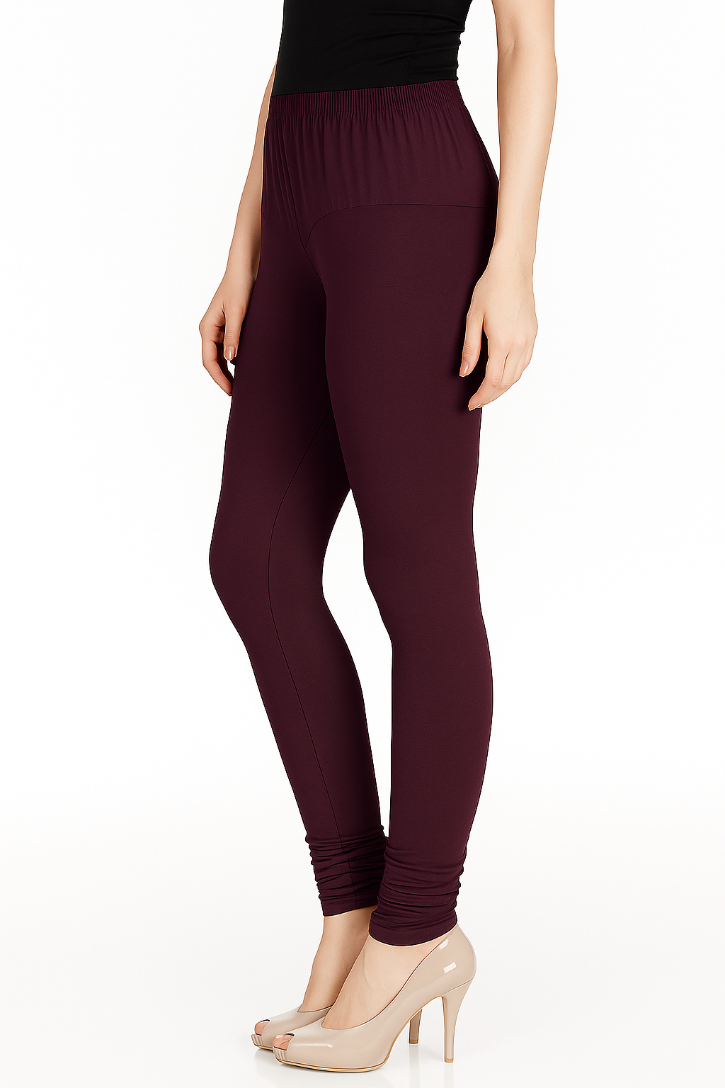 Amarnath Purple Women's Solid Churidar Stretchable Cotton Blend Legging