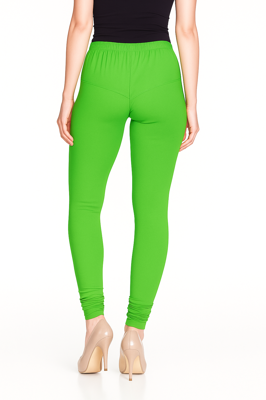 Parrot Green Women's Solid Churidar Stretchable Cotton Blend Legging