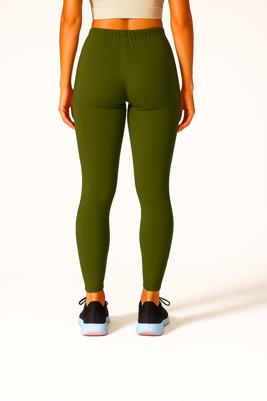 Olive Green Women's Ankle Length Stretchable Cotton Lycra Leggings