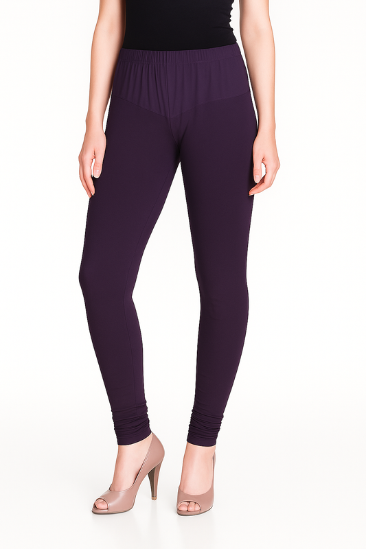 Royal Lilac Women's Solid Churidar Stretchable Cotton Blend Legging