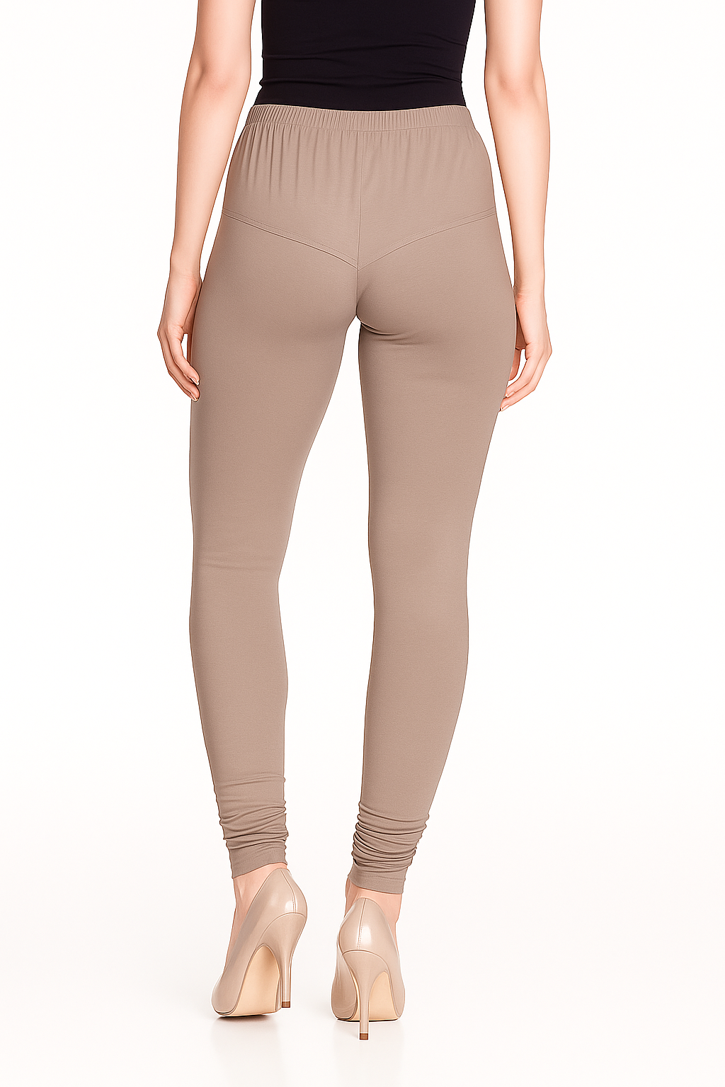 Brown Women's Solid Churidar Stretchable Cotton Blend Legging