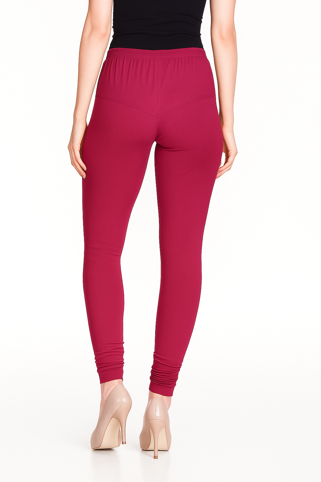 Young Fuchsia Women's Solid Churidar Stretchable Cotton Blend Legging