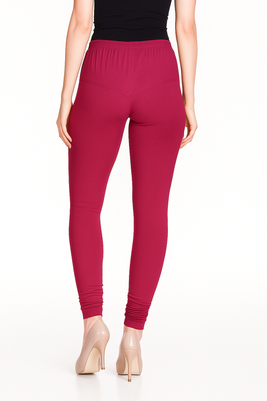 Young Fuchsia Women's Solid Churidar Stretchable Cotton Blend Legging