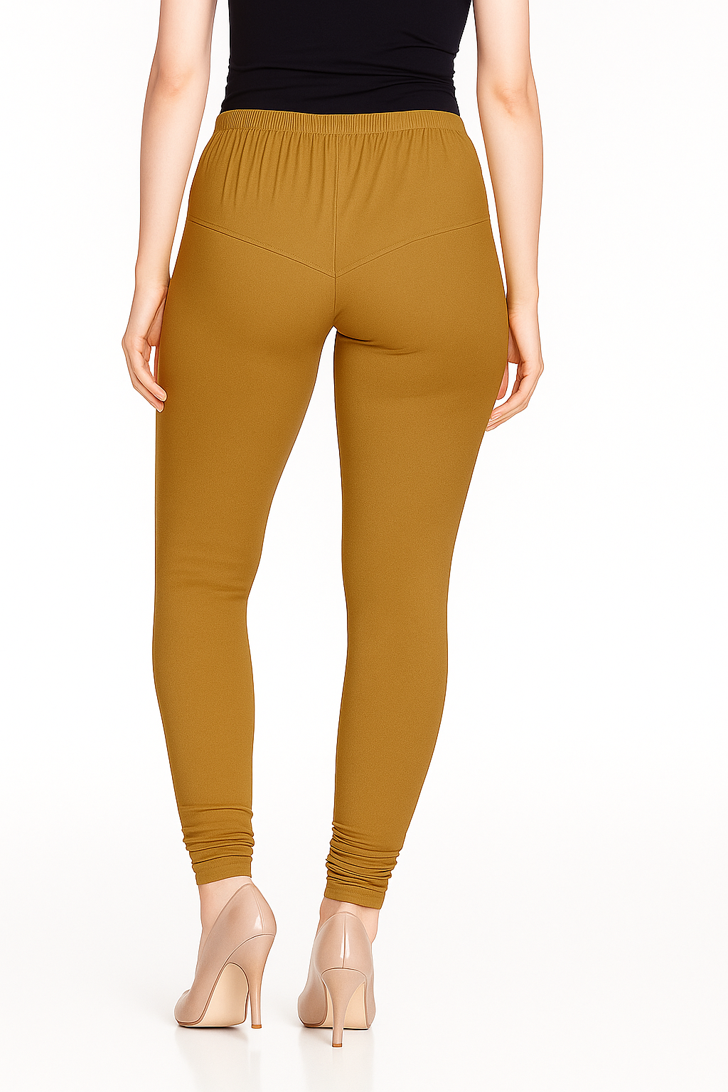 Deep Mustard Women's Solid Churidar Stretchable Cotton Blend Legging