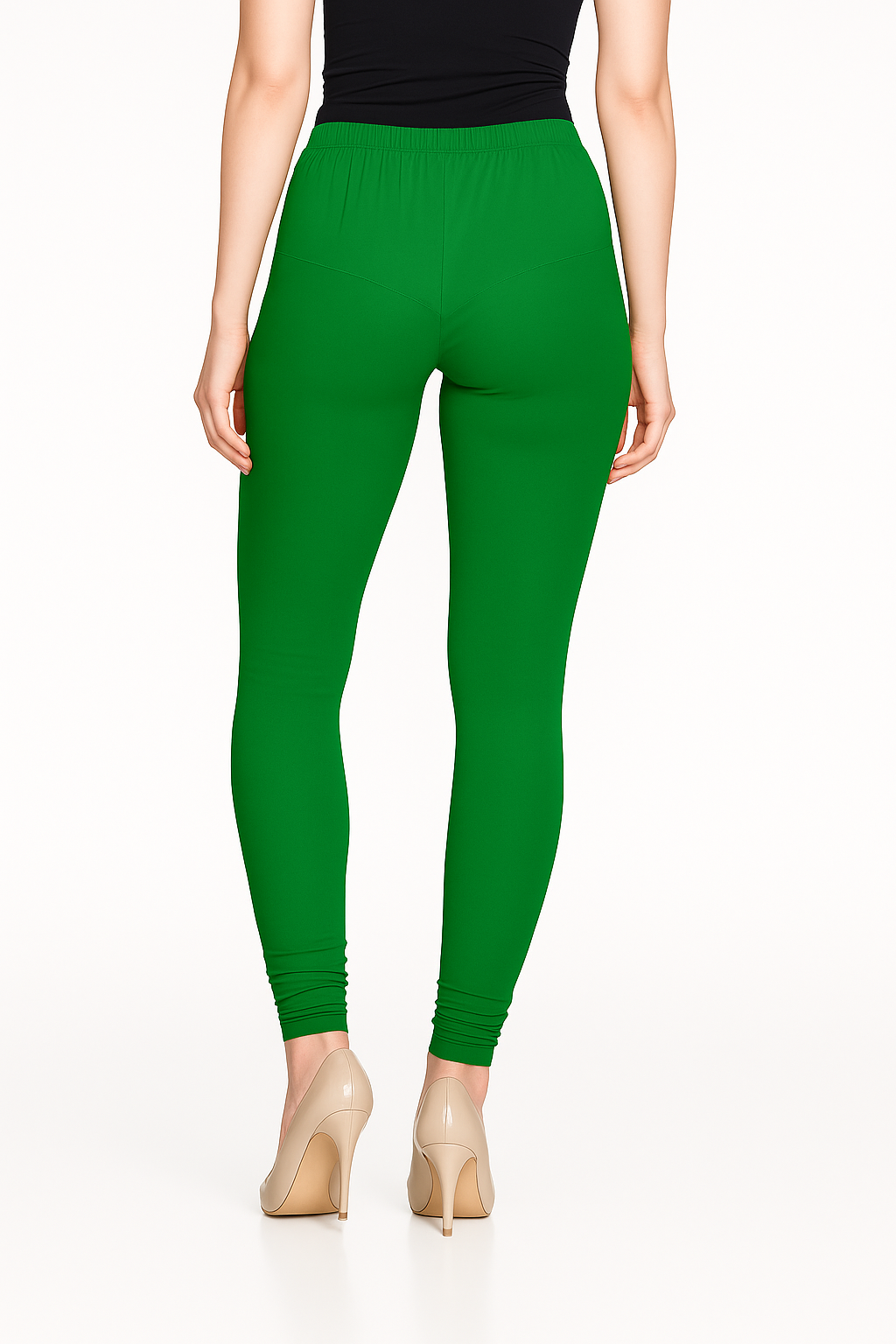 Shamrock Green Women's Solid Churidar Stretchable Cotton Blend Legging
