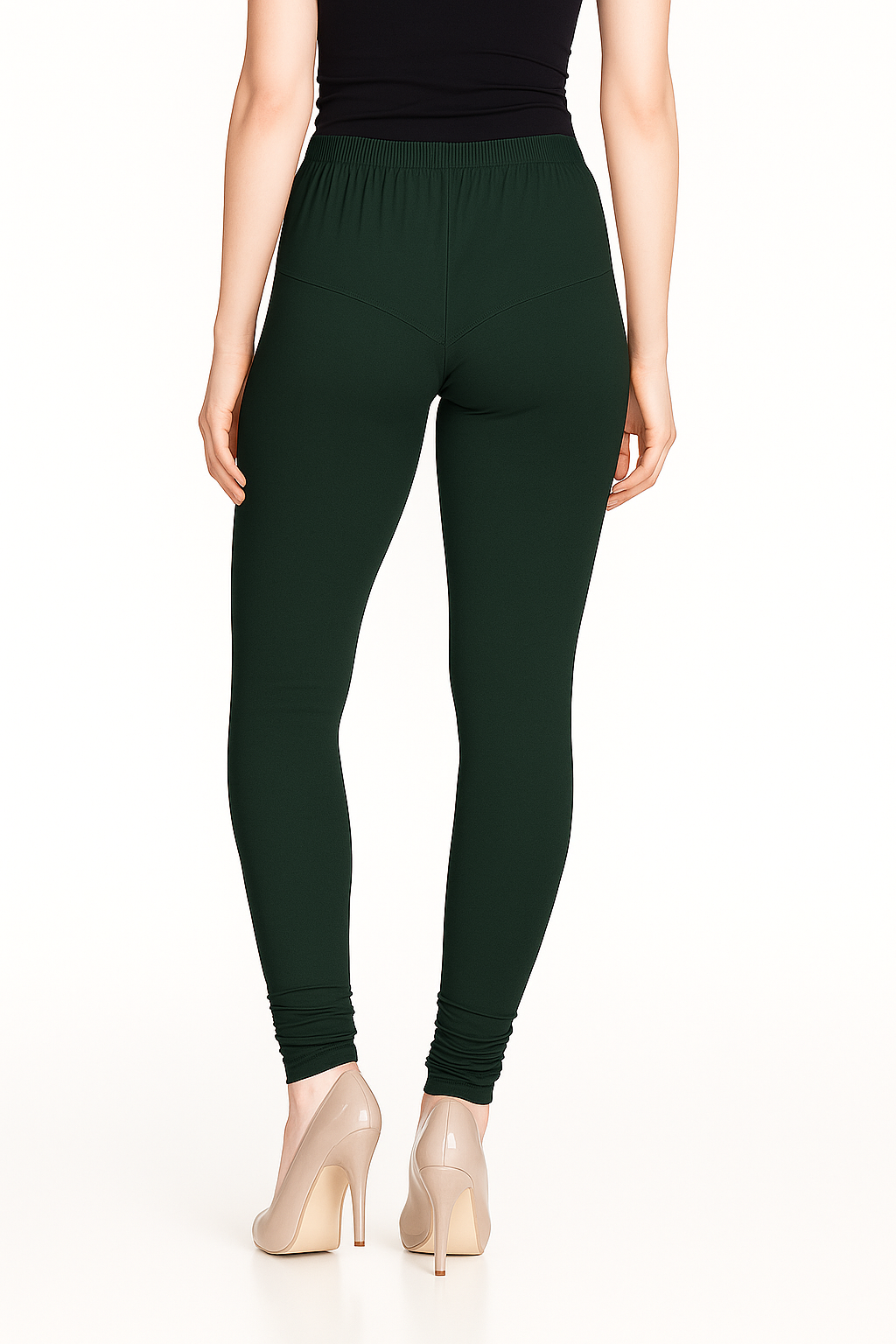 Hunter Green Women's Solid Churidar Stretchable Cotton Blend Legging