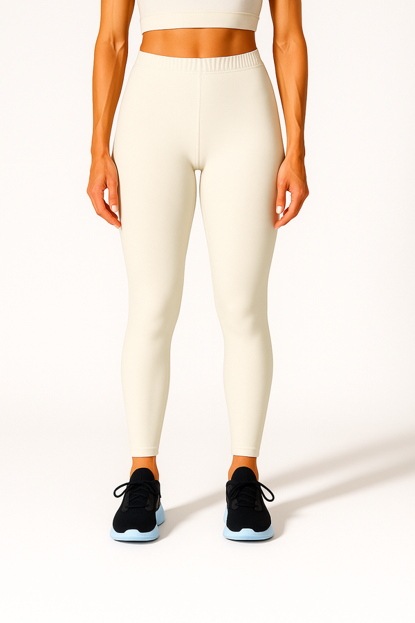 Off White Women's Ankle Length Stretchable Cotton Lycra Leggings