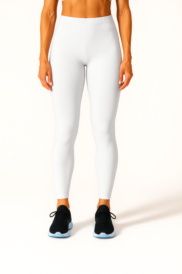 White Women's Ankle Length Stretchable Cotton Lycra Leggings