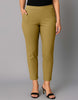 Khaki Women's Cotton Lycra Solid Straight Pant