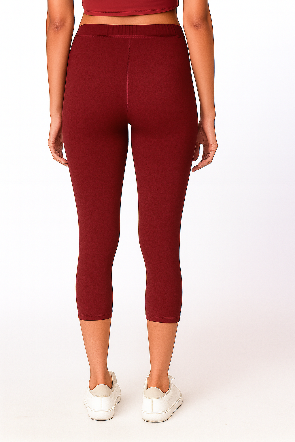 Maroon Women’s Solid Casual Capri