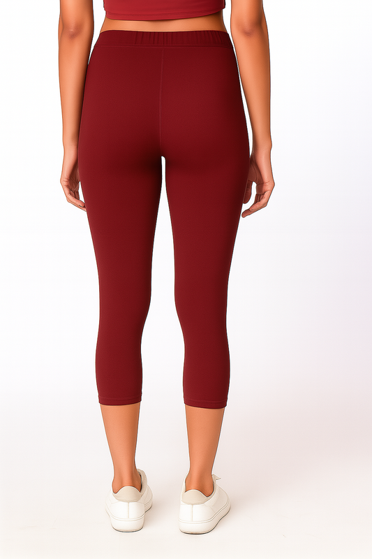 Maroon Women’s Solid Casual Capri
