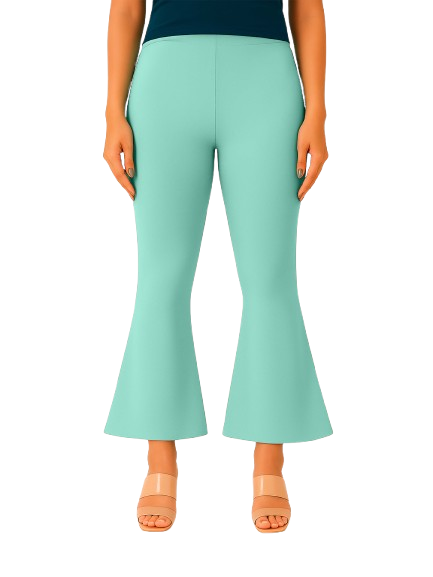 Apple Green Women's Solid Bell Bottom Pants