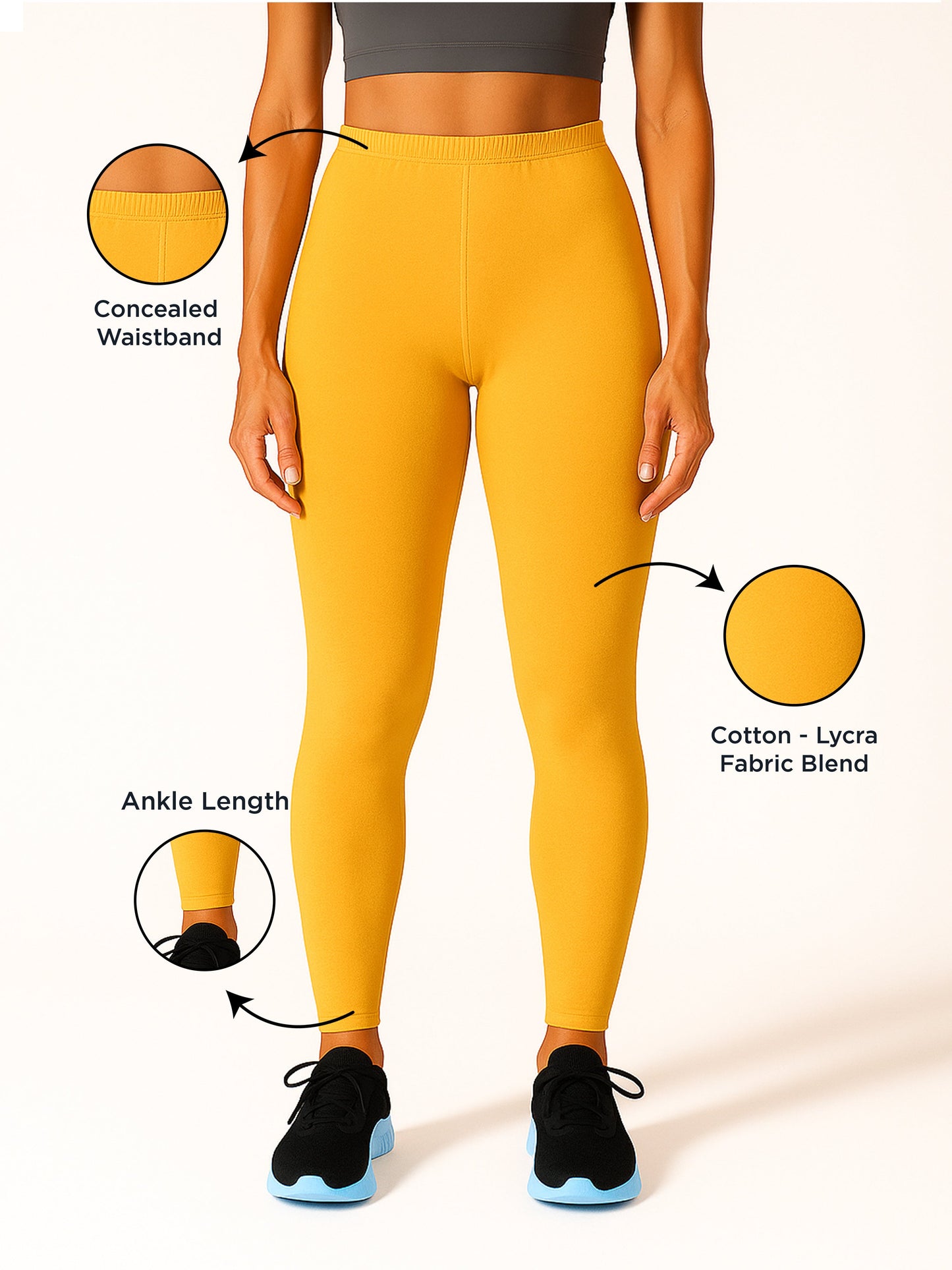 Alphanso Women's Ankle Length Stretchable Cotton Lycra Leggings