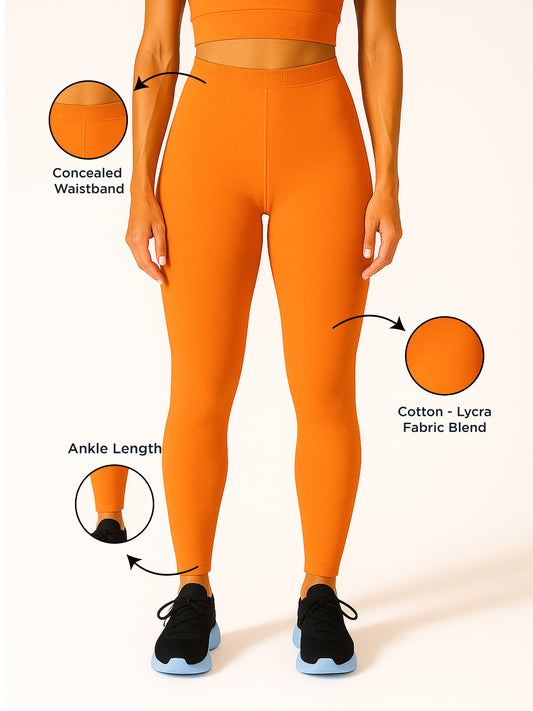 Women's Ankle Length Slim Fit Soft Stretchable Amber Cotton Blend Leggings