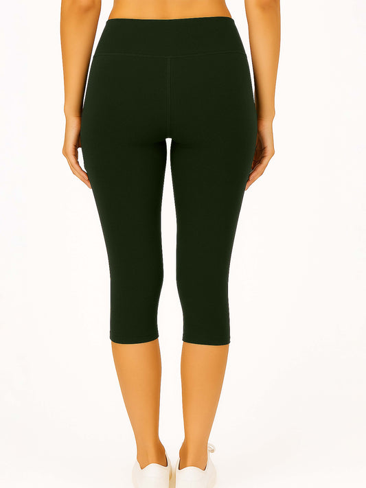 Olive Green Women's Solid Capri pant