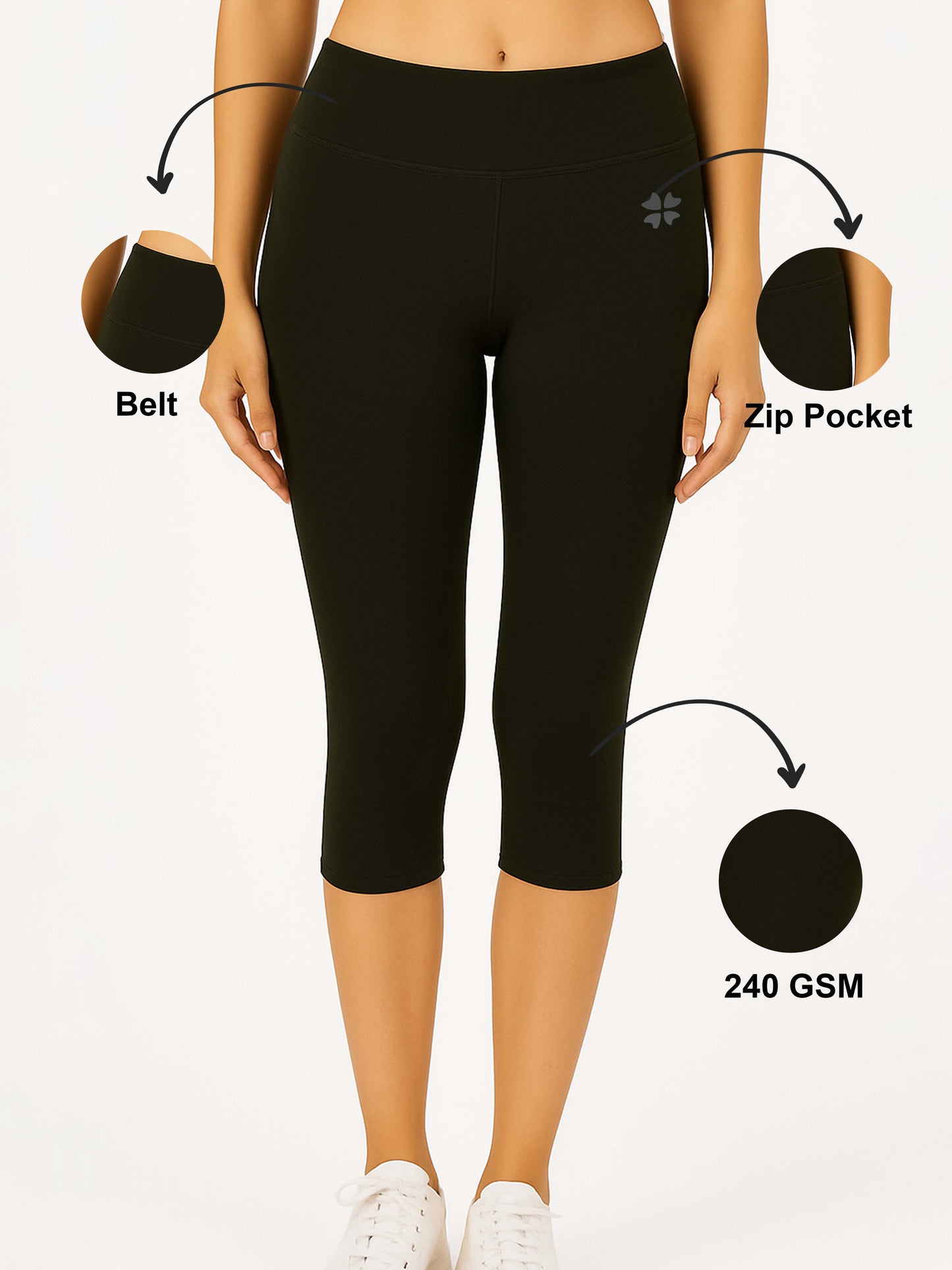 Black Women's Solid Capri pant