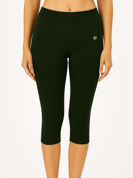 Olive Green Women's Solid Capri pant