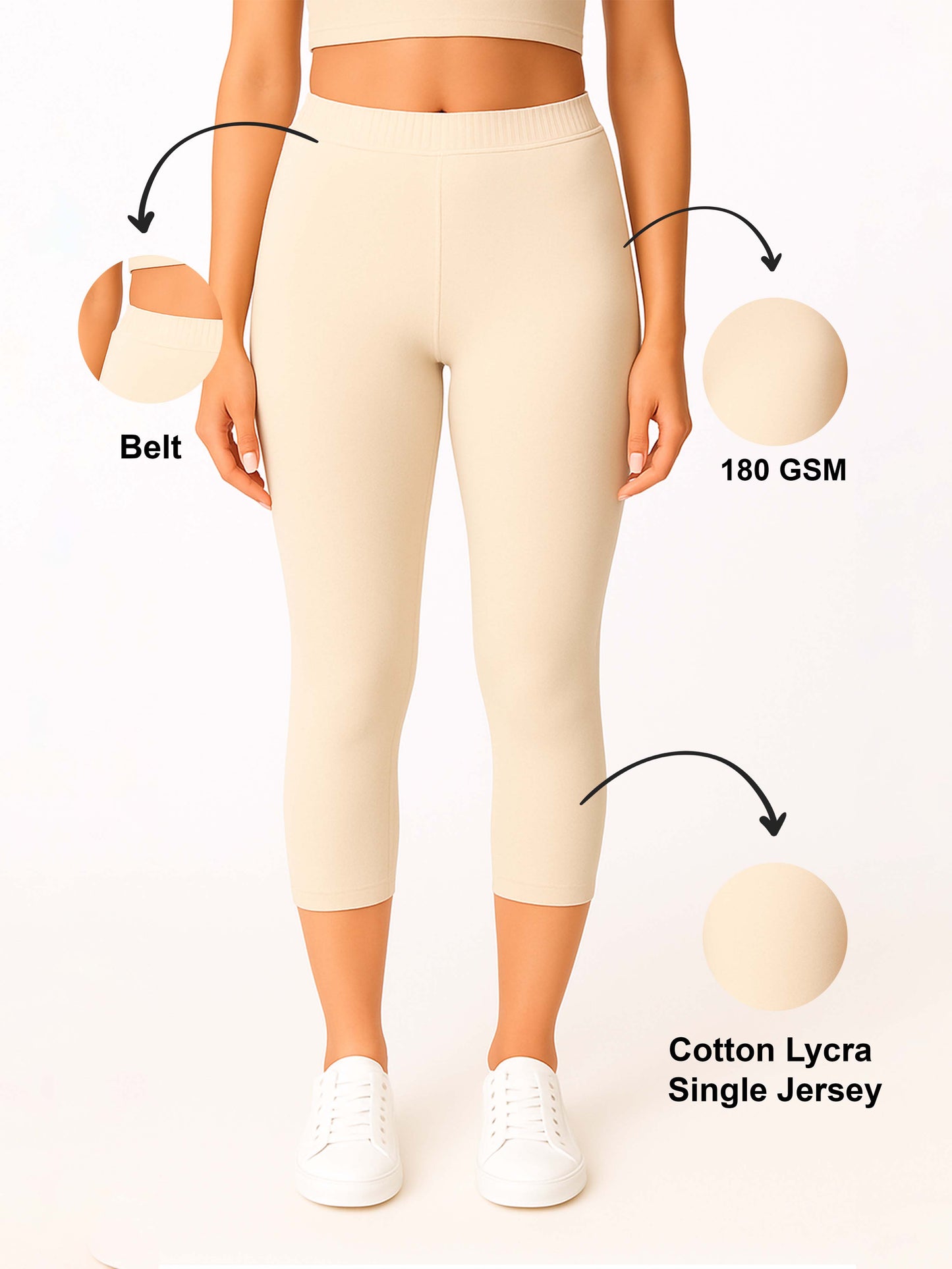 Beige Women’s Solid Casual Capri