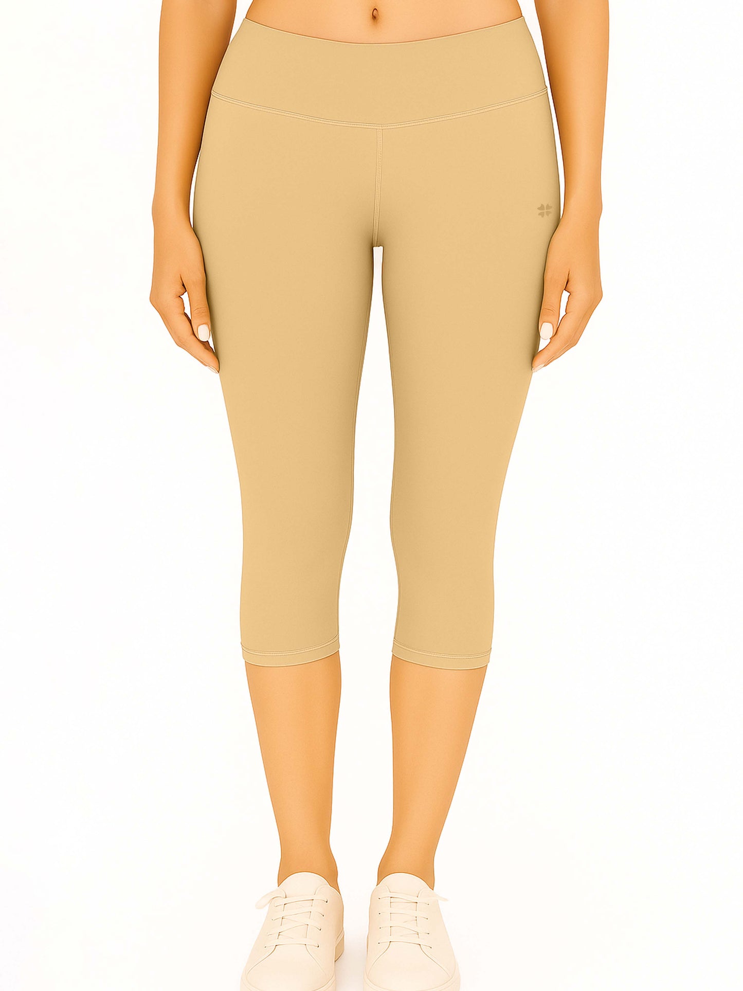 Beige Women's Solid Capri pant