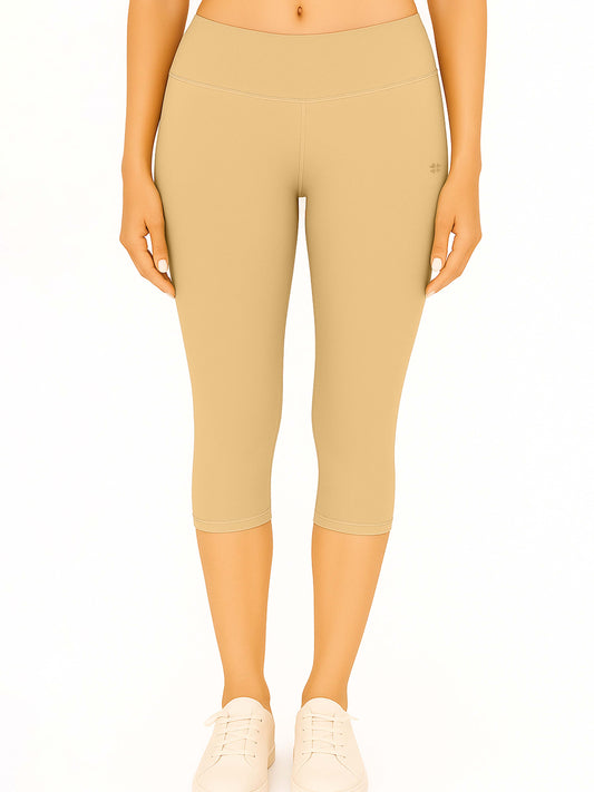 Beige Women's Solid Capri pant