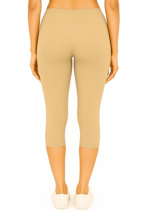 Beige Women's Solid Capri pant