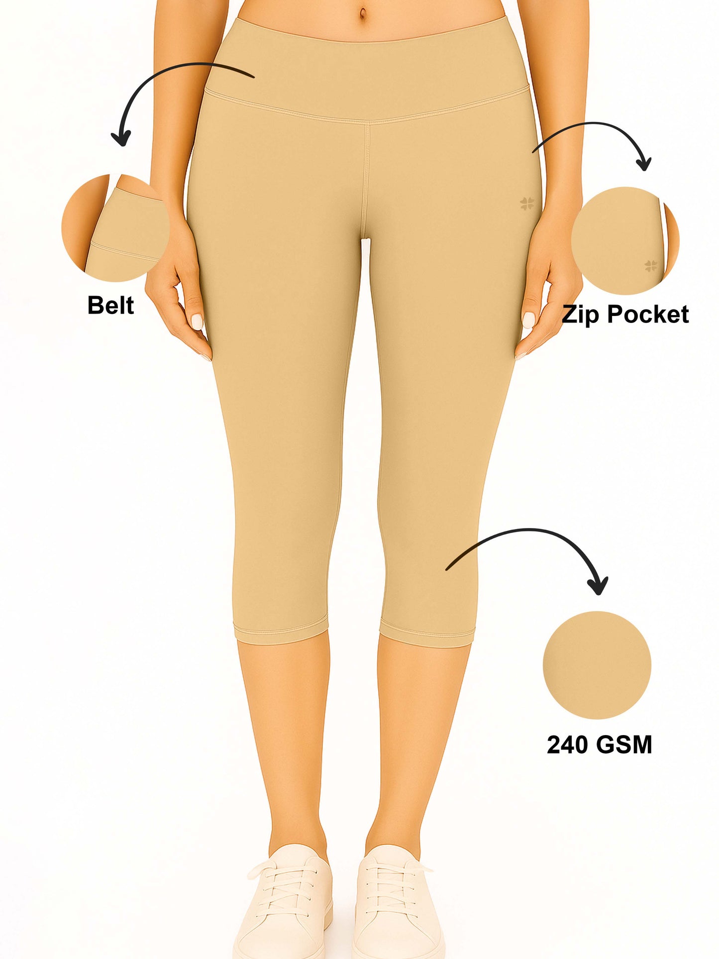 Beige Women's Solid Capri pant