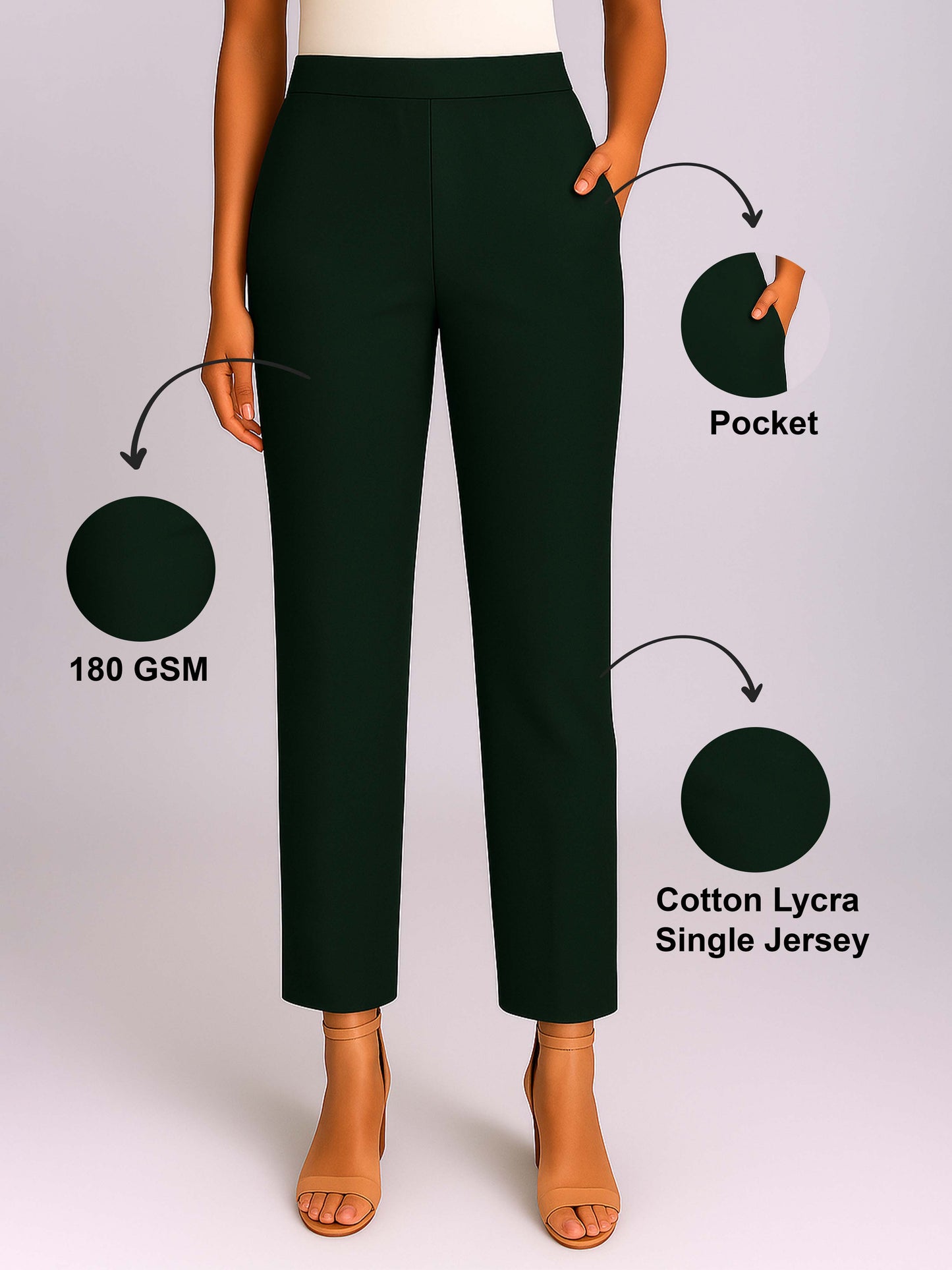 Bottle Green Women's Solid Cotton Lycra Kurti Pant