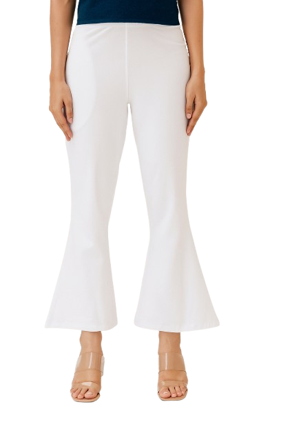 White  Women's Solid Bell Bottom Pants