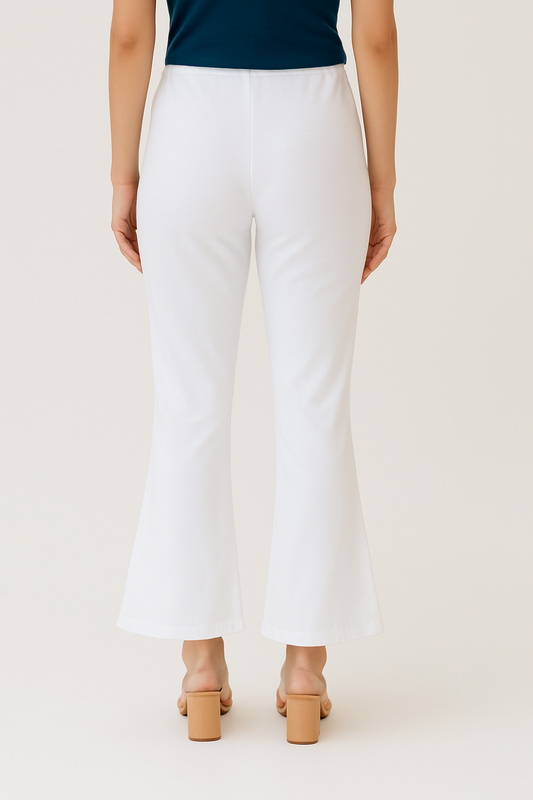 White  Women's Solid Bell Bottom Pants