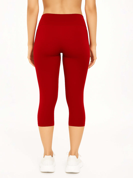 Red Women's Solid Capri pant