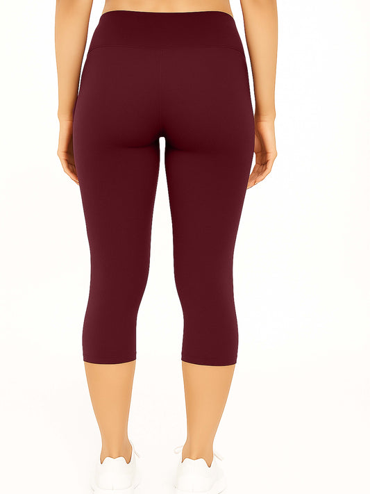 Maroon Women's Solid Capri pant