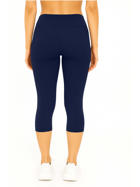 Denim Blue Women's Solid Capri pant