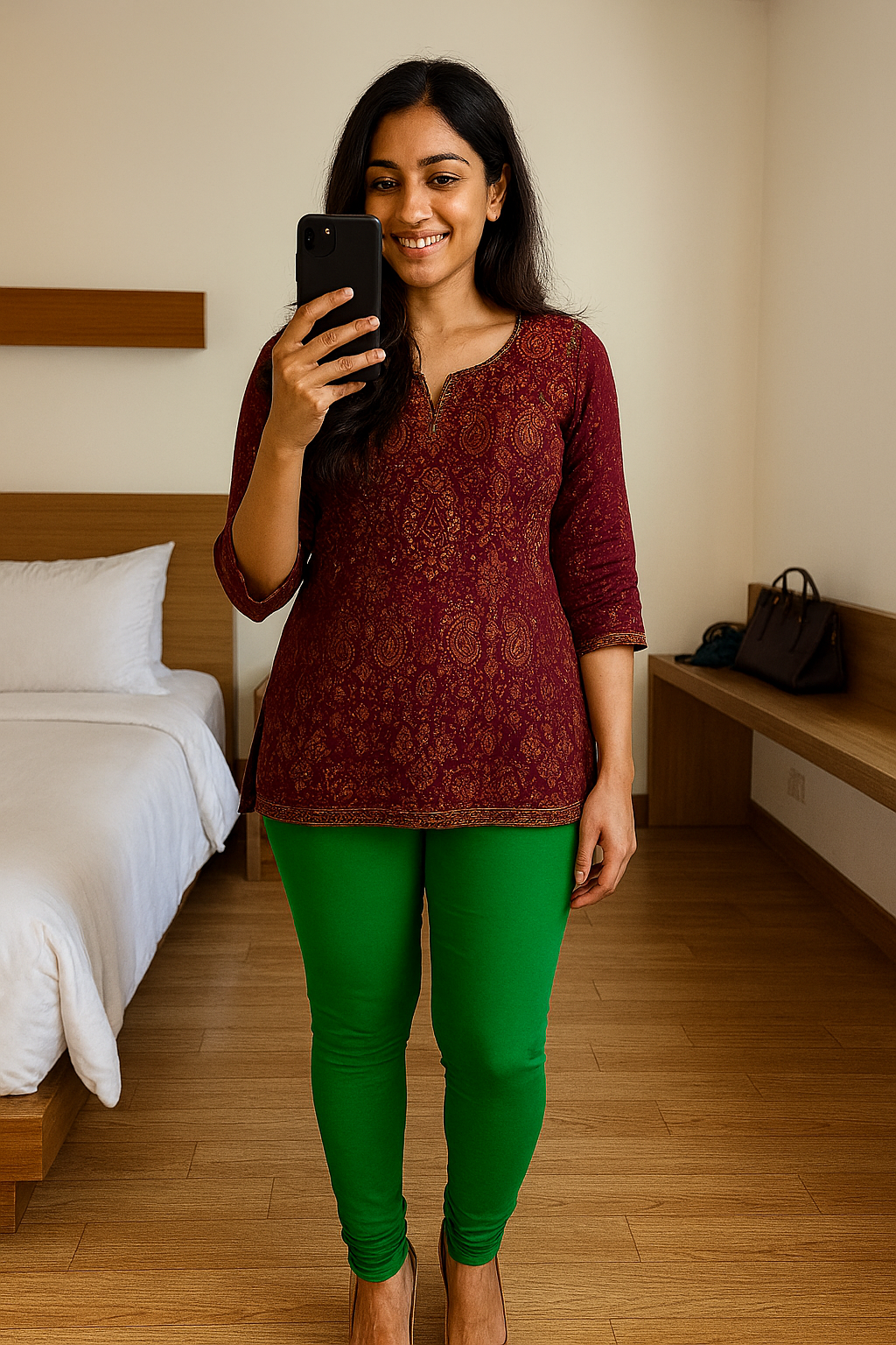 Spectra Green Women's Solid Churidar Stretchable Cotton Blend Legging