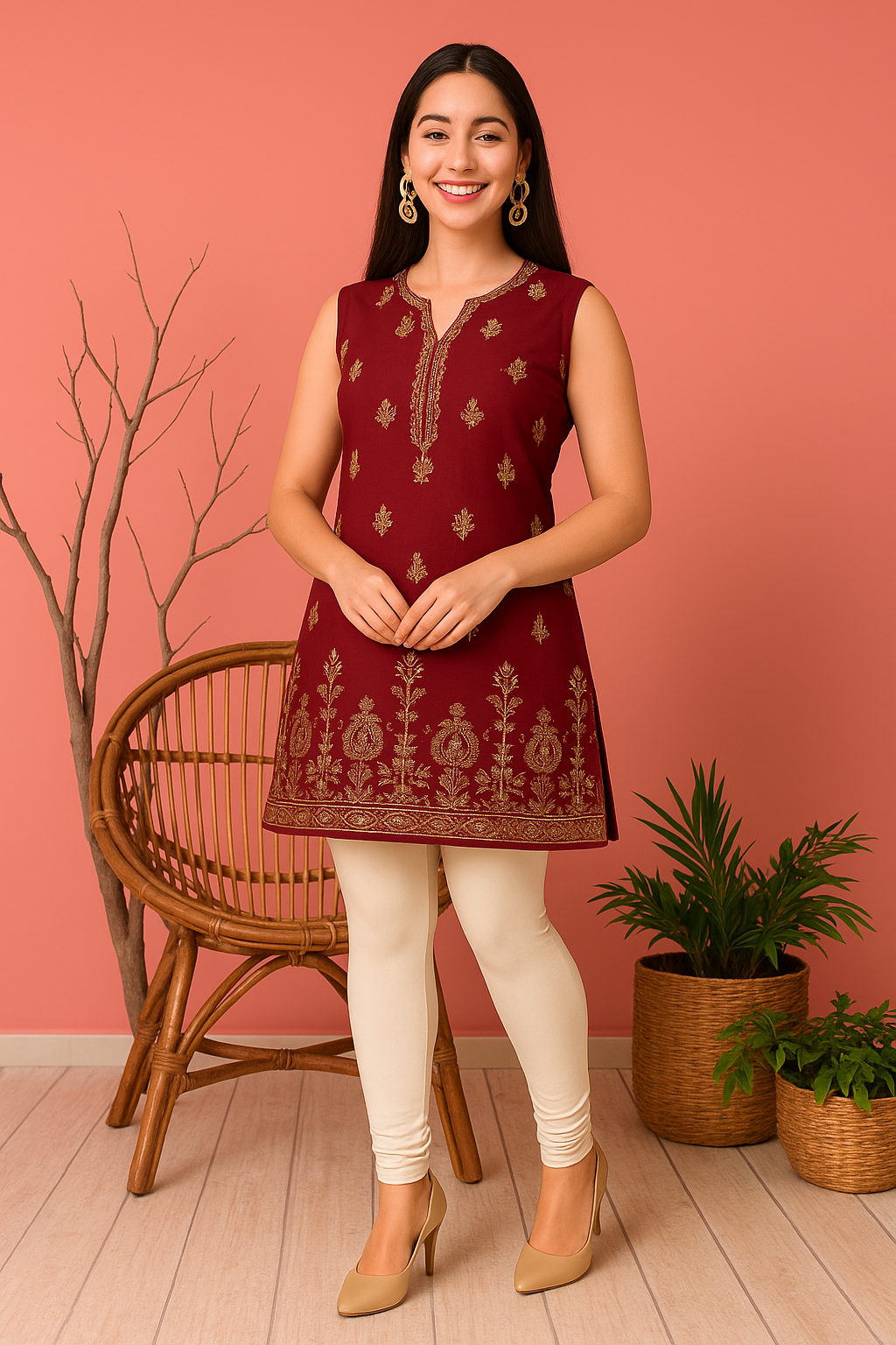 White Women's Solid Churidar Stretchable Cotton Blend Legging