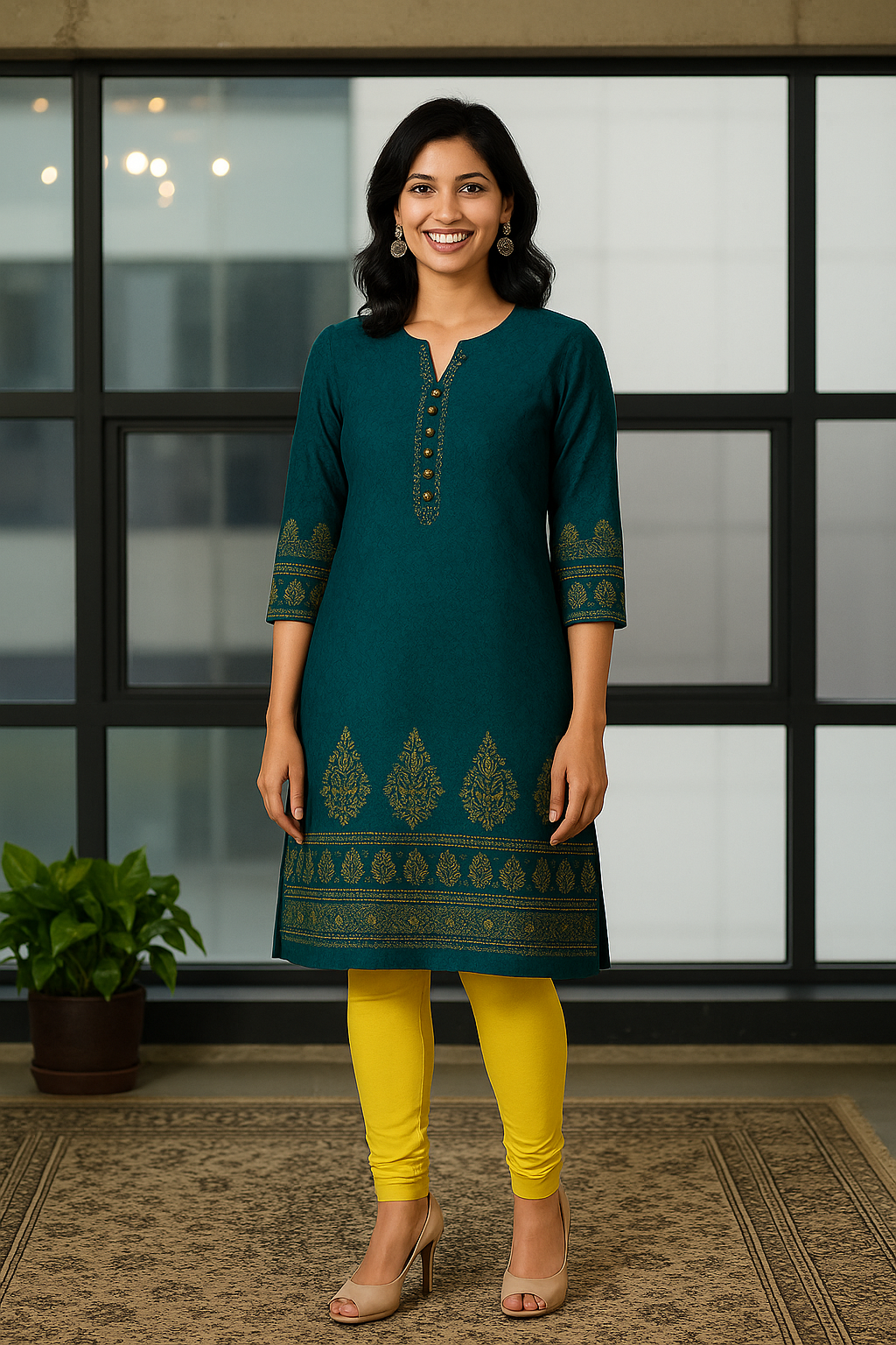 Unmellow Yellow Women's Solid Churidar Stretchable Cotton Blend Legging