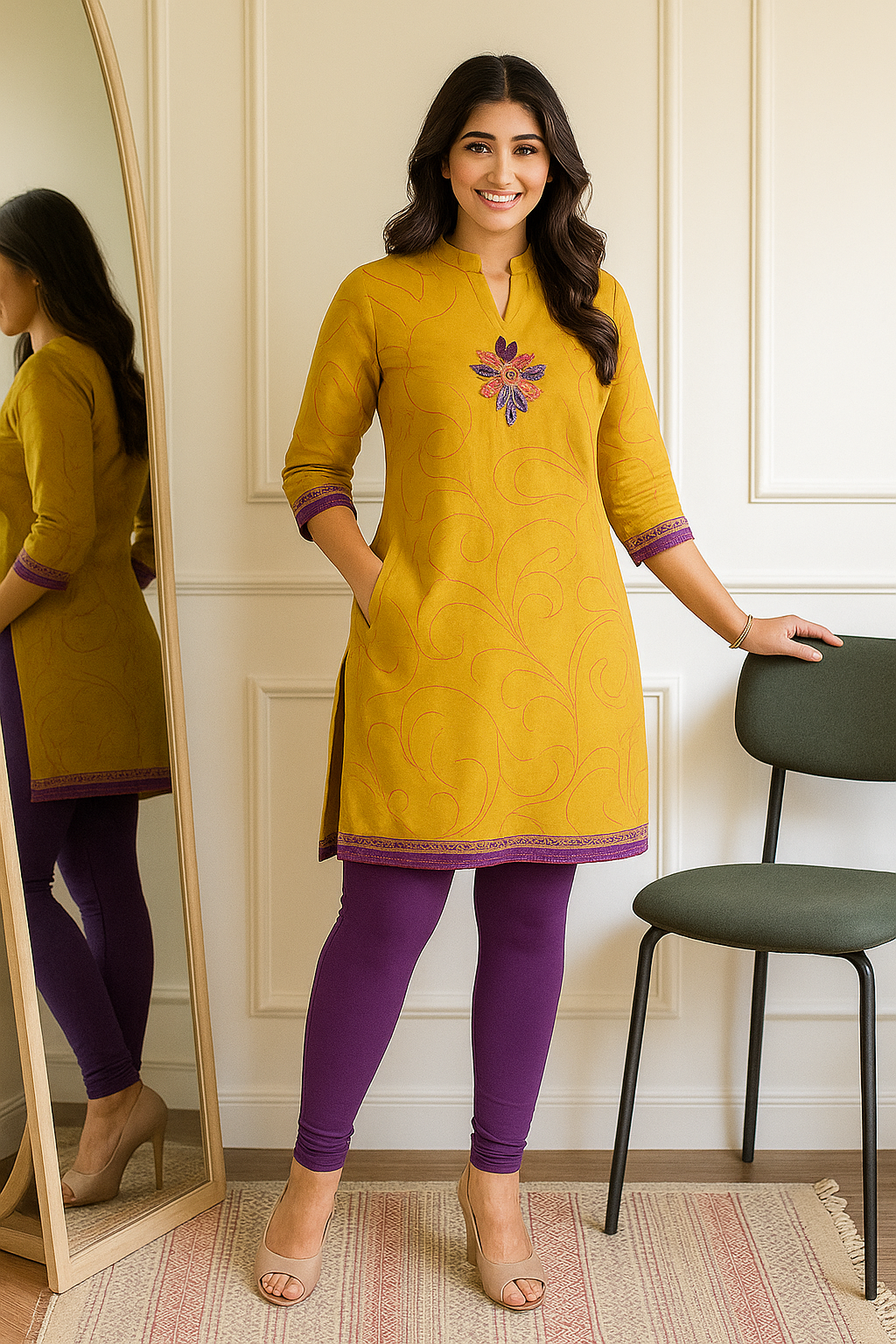 Wisteria Women's Solid Churidar Stretchable Cotton Blend Legging