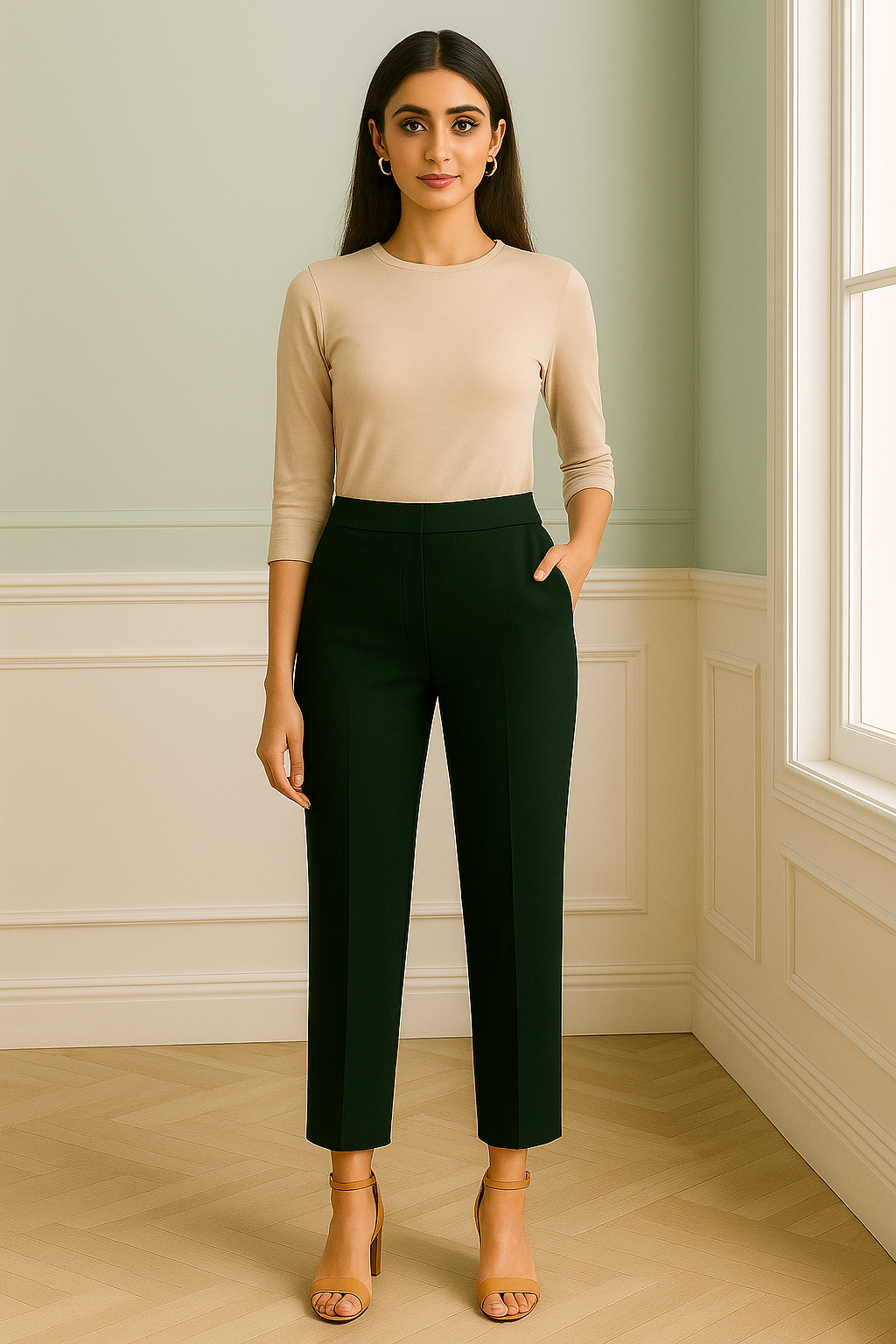 Bottle Green Women's Solid Cotton Lycra Kurti Pant