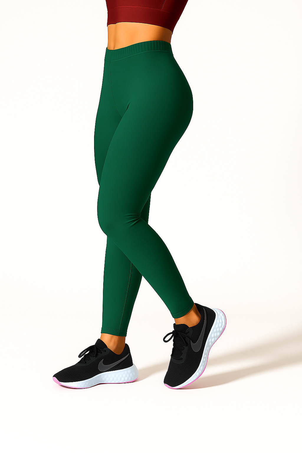 Cadmium Green Women's Ankle Length Stretchable Cotton Lycra Leggings