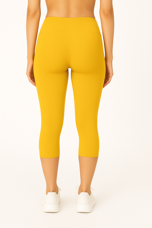 Light Mustard Women's Solid Capri pant