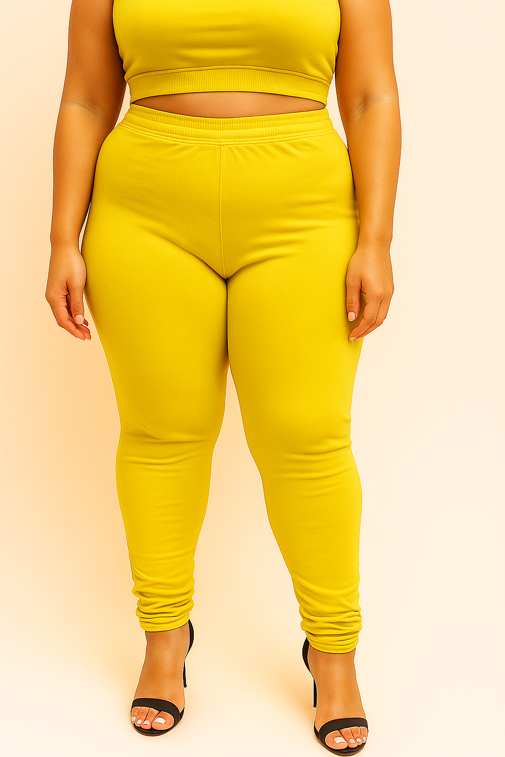 Sunshine Yellow Women's Plus Size Solid Churidar Legging