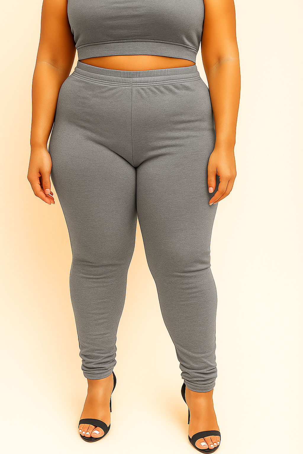 Steel Grey Women's Plus Size Solid Churidar Legging