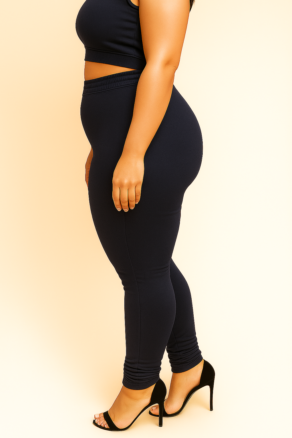 Navy Women's Plus Size Solid Churidar Legging