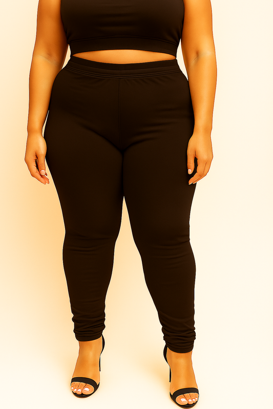 Deep Brown Women's Plus Size Solid Churidar Legging