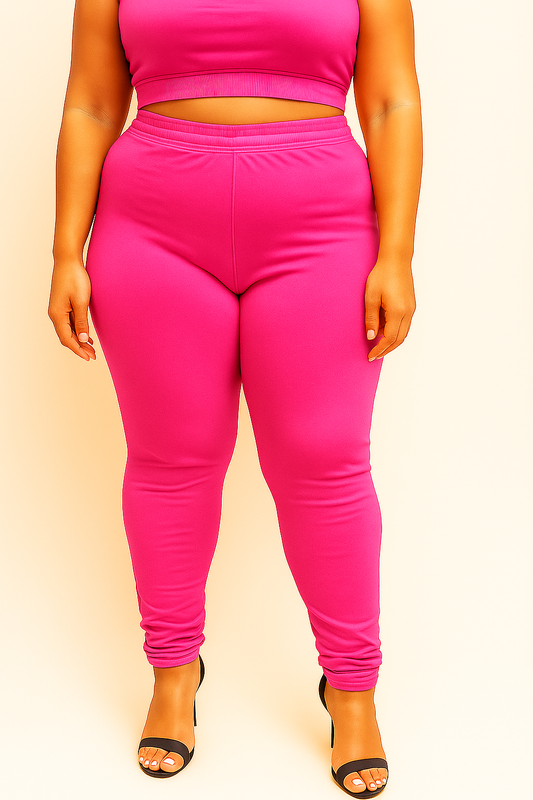 Fuchsia Women's Plus Size Solid Churidar Legging
