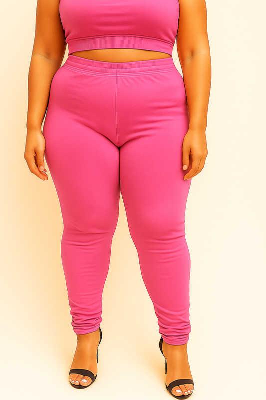 Mid Pink Women's Plus Size Solid Churidar Legging
