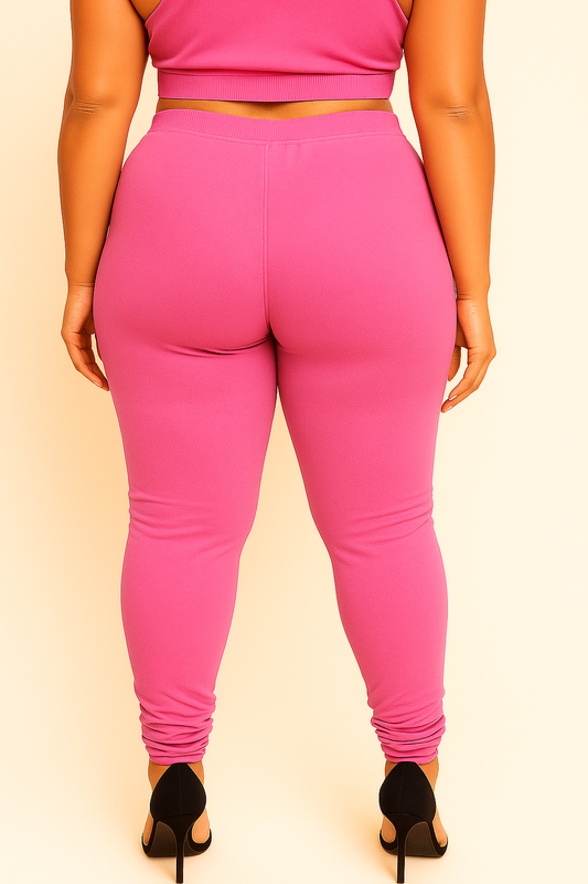 Mid Pink Women's Plus Size Solid Churidar Legging
