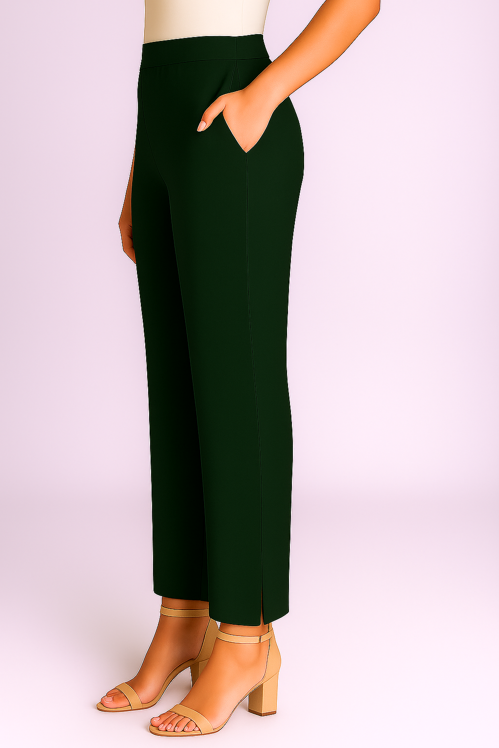 Bottle Green Women's Solid Cotton Lycra Kurti Pant