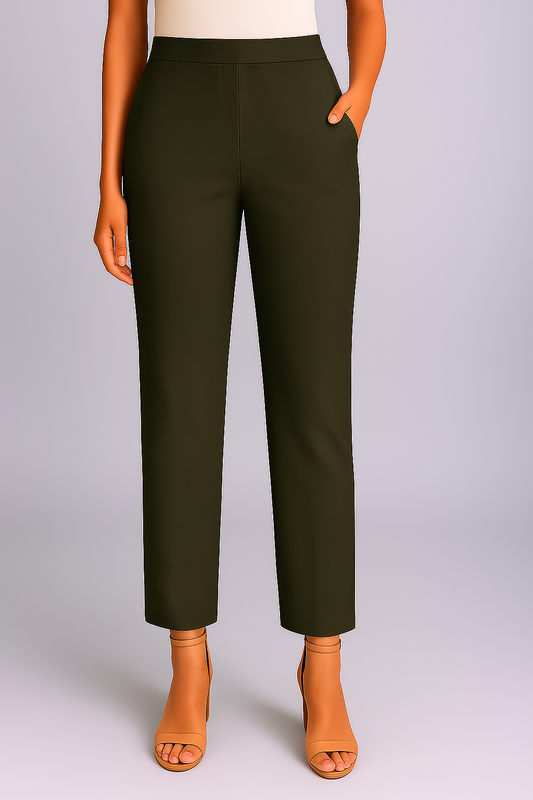 Dark Olive Women's Solid Cotton Lycra Kurti Pant